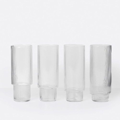 Ferm Living Ripple Long Drink Glass (Set of 4)플레이츠