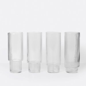 Ferm Living Ripple Long Drink Glass (Set of 4)플레이츠